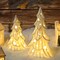 Set of 2 Ceramic Christmas Trees with Lights Tabletop Decor (Glossy White)